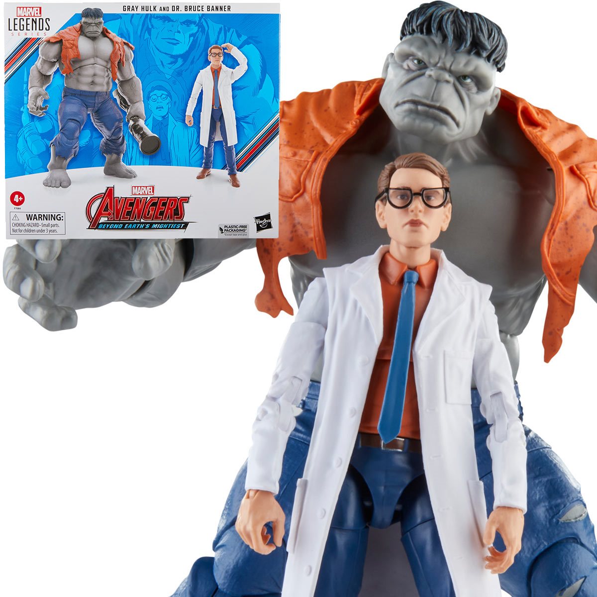 Avengers 60th Anniversary Marvel Legends Gray Hulk and Dr. Bruce Banner 6-Inch Action Figures