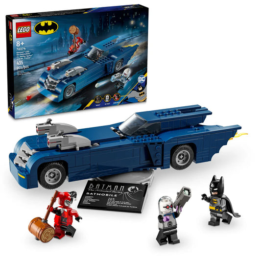 Batman with the Batmobile vs Harley Quinn and Mr Freeze