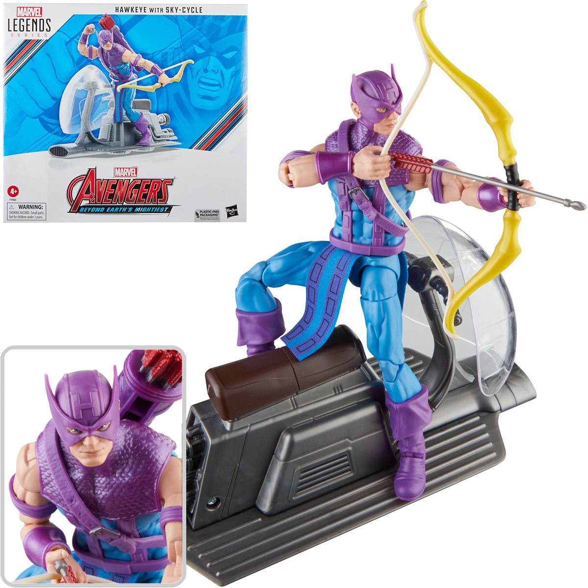 Avengers 60th Anniversary Marvel Legends Hawkeye with Sky-Cycle 6 Inch Action Figure